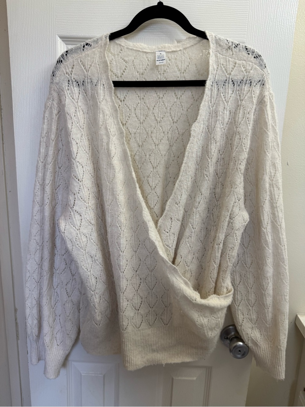Old Navy Cream Open-Weave V-Neck Cardigan